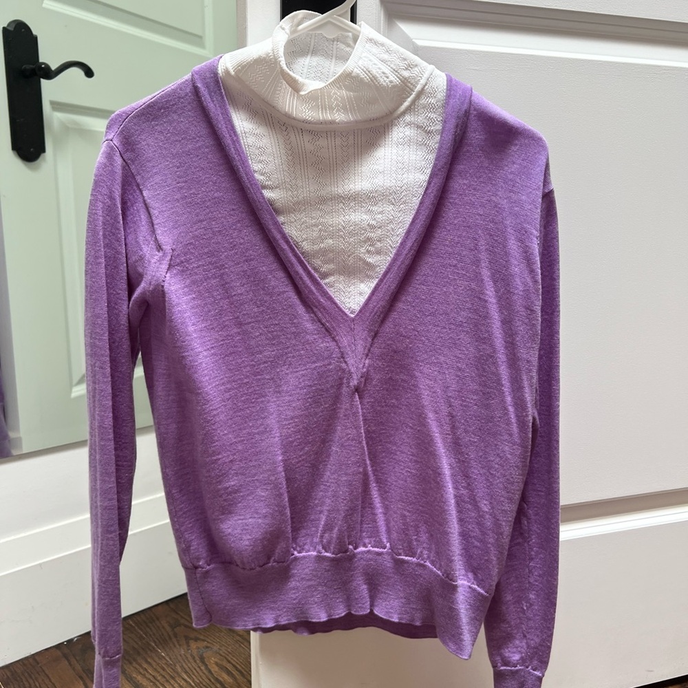 Sandro Purple V-Neck Women's Sweater